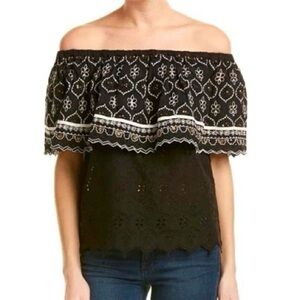 Anthropologie HEMANT & NANDITA Black Off-Shoulder Blouse